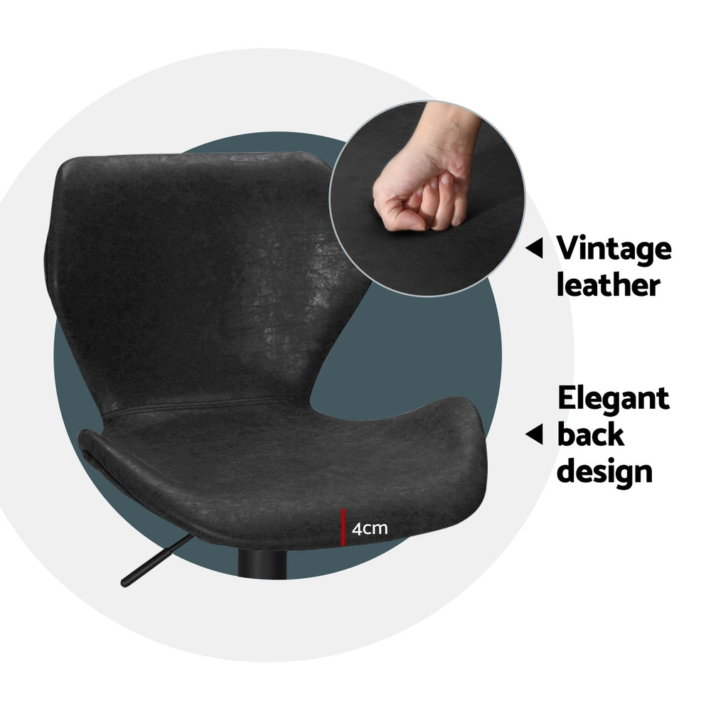 Artiss 4x Bar Stools Vintage Leather Gas Lift Black-Furniture > Bar Stools & Chairs > Massage Chairs-PEROZ Accessories