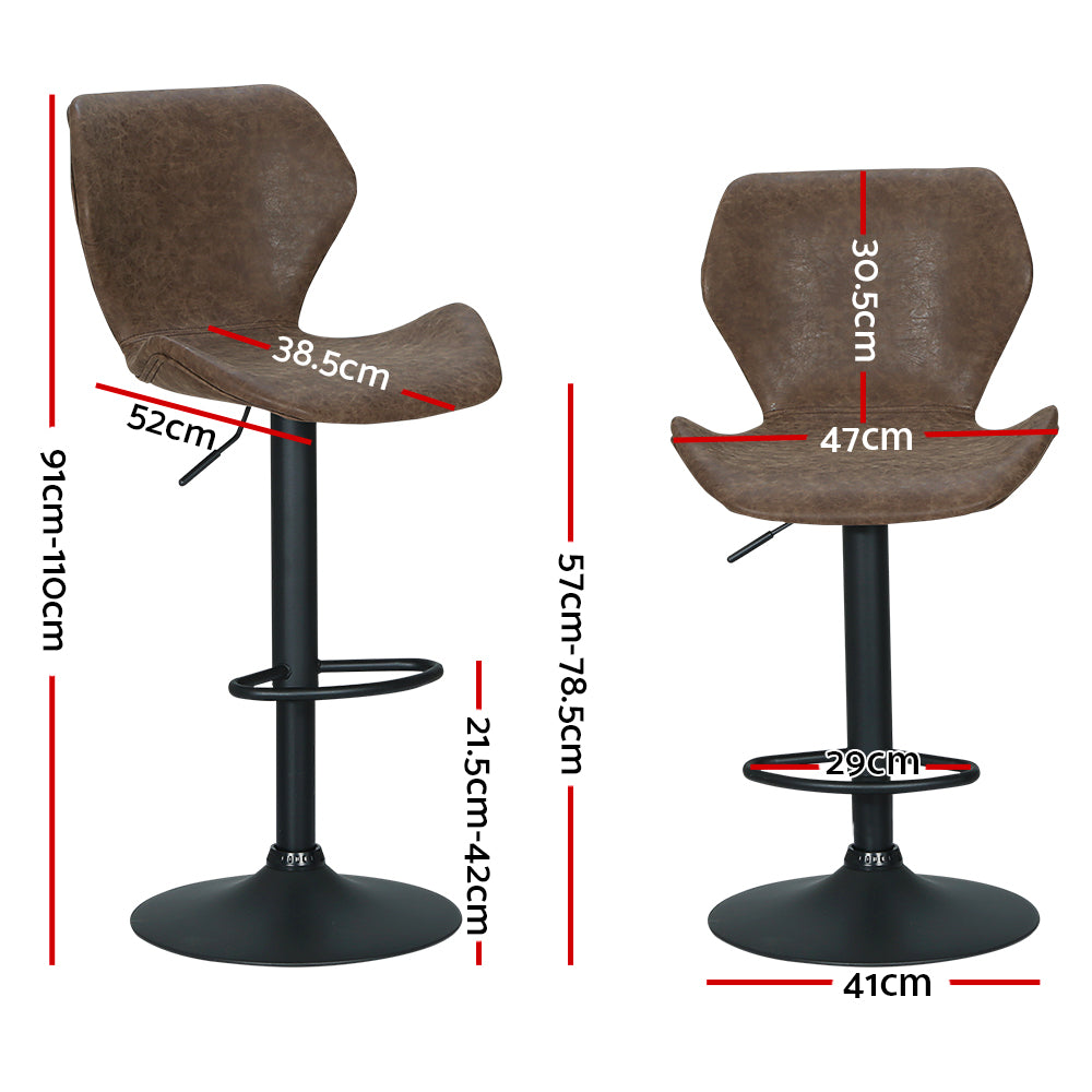 Artiss Bar Stools Kitchen Counter Stools Swivel Gas Lift Vintage Chairs Brown x2-Furniture > Bar Stools & Chairs-PEROZ Accessories
