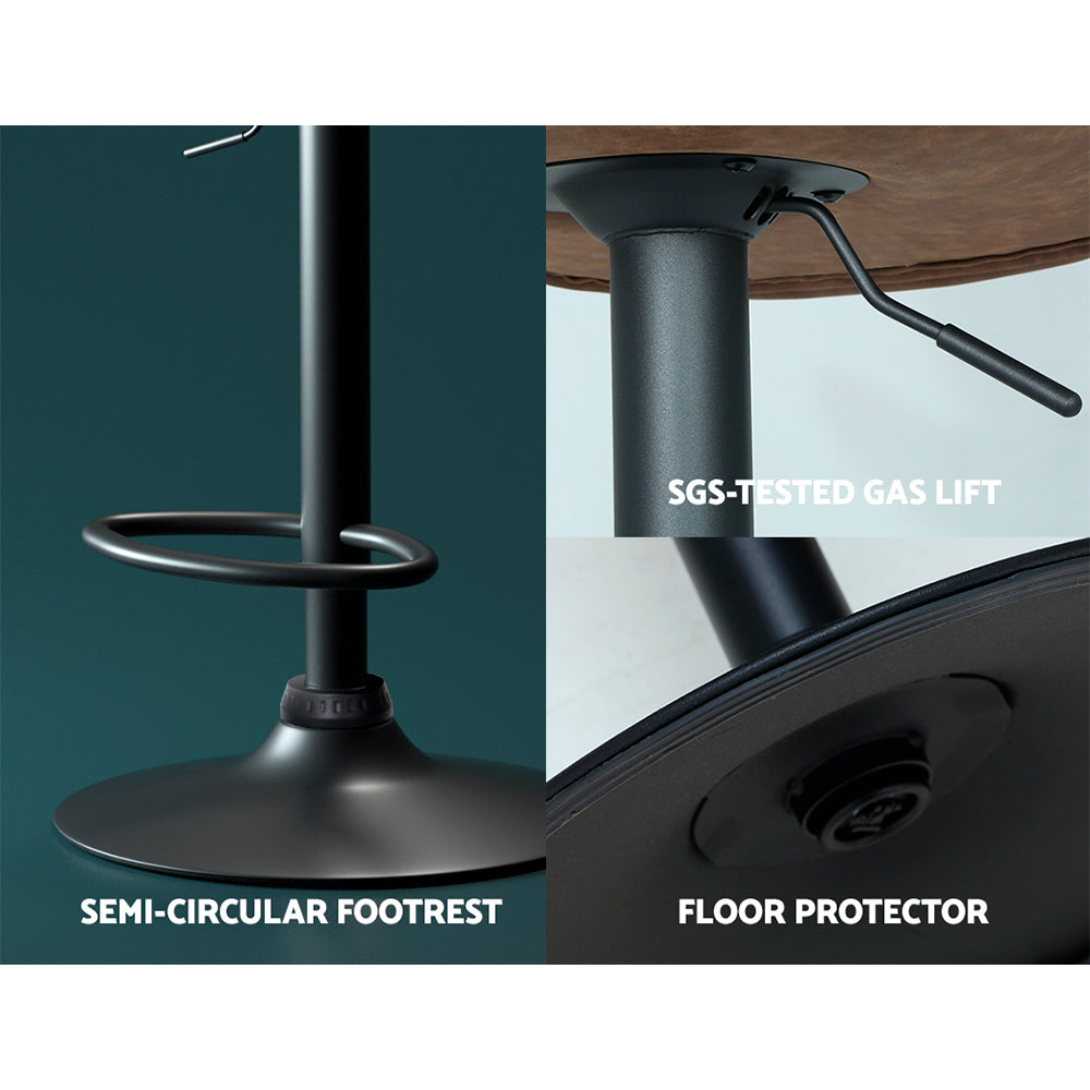 Artiss Bar Stools Kitchen Counter Stools Swivel Gas Lift Vintage Chairs Brown x2-Furniture > Bar Stools & Chairs-PEROZ Accessories