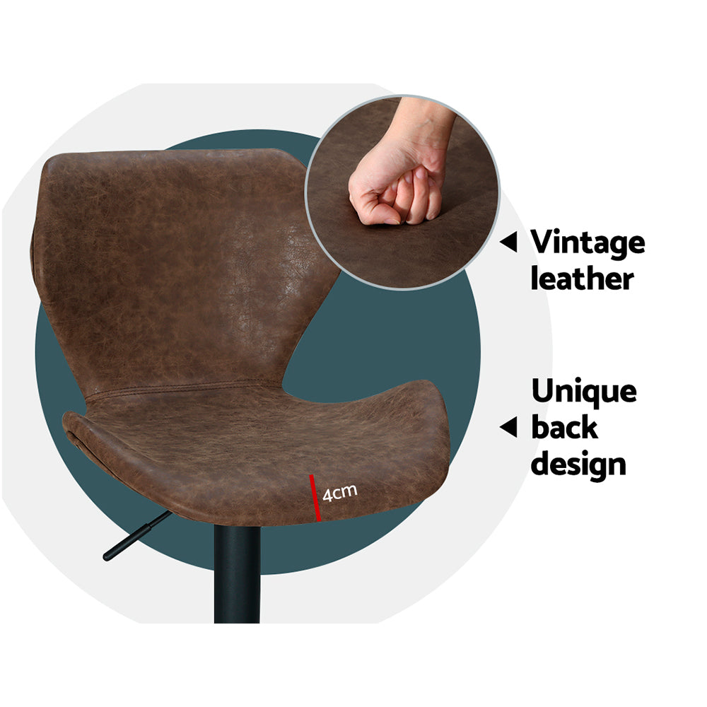 Artiss Bar Stools Kitchen Counter Stools Swivel Gas Lift Vintage Chairs Brown x2-Furniture > Bar Stools & Chairs-PEROZ Accessories