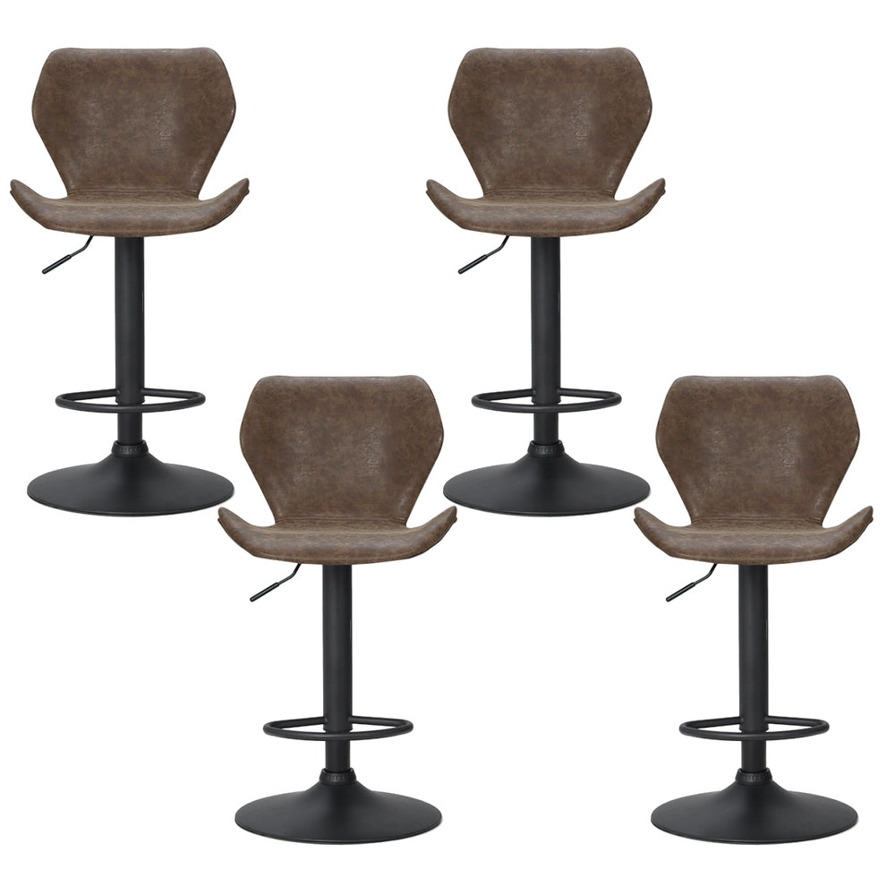 Artiss 4x Bar Stools Vintage Leather Gas Lift Brown-Furniture > Bar Stools & Chairs > Massage Chairs-PEROZ Accessories