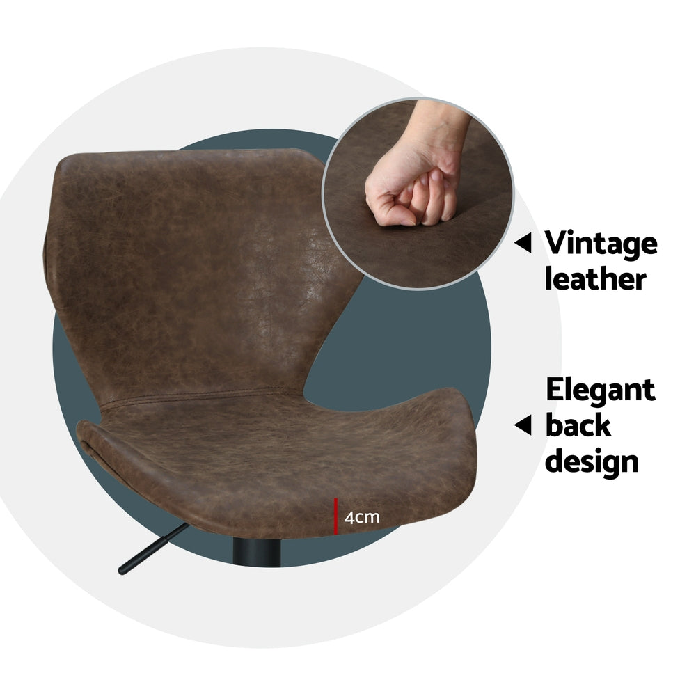 Artiss 4x Bar Stools Vintage Leather Gas Lift Brown-Furniture > Bar Stools & Chairs > Massage Chairs-PEROZ Accessories