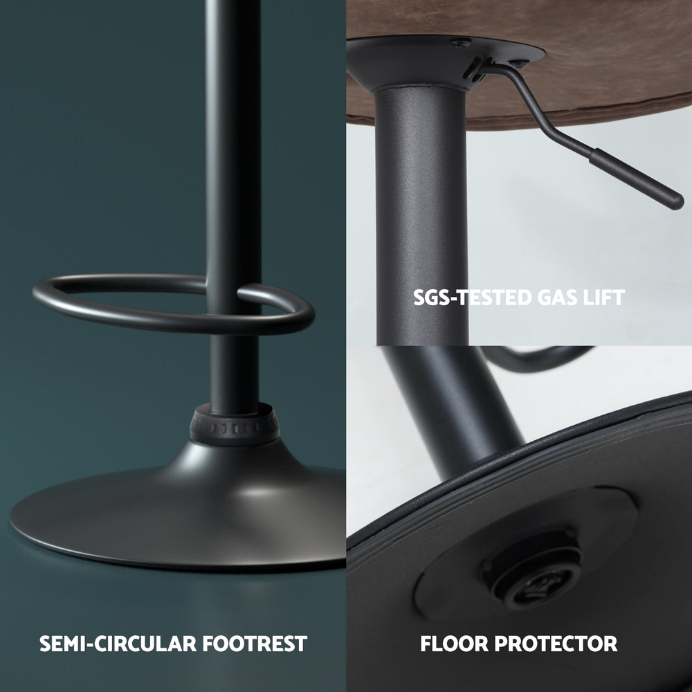 Artiss 4x Bar Stools Vintage Leather Gas Lift Brown-Furniture > Bar Stools & Chairs > Massage Chairs-PEROZ Accessories