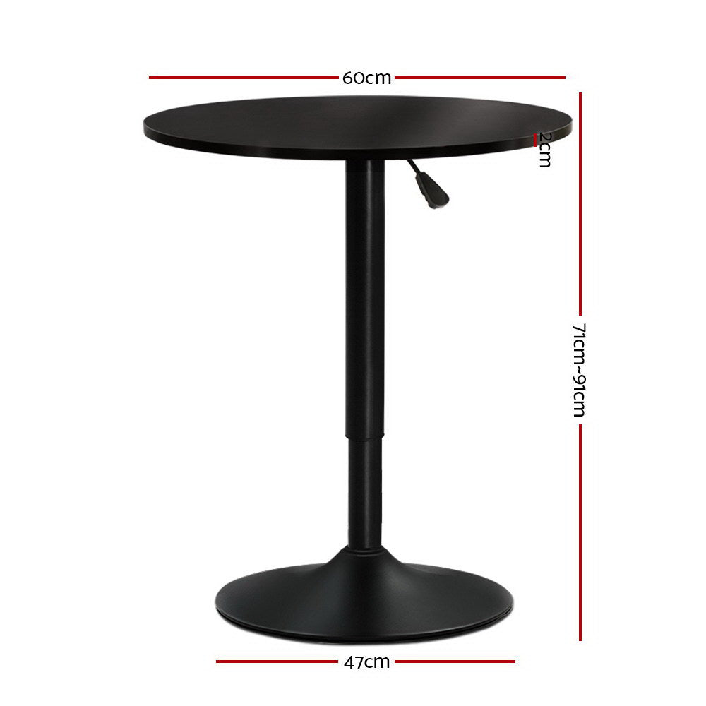 Artiss Bar Table Gas Lift Round Black-Bar Tables-PEROZ Accessories