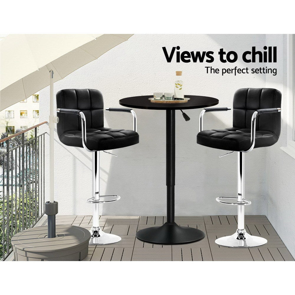 Artiss Bar Table Gas Lift Round Black-Bar Tables-PEROZ Accessories
