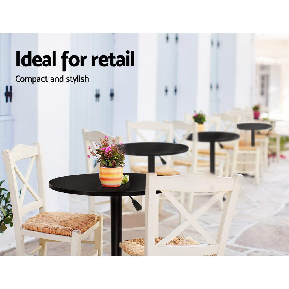 Artiss Bar Table Gas Lift Round Black-Bar Tables-PEROZ Accessories