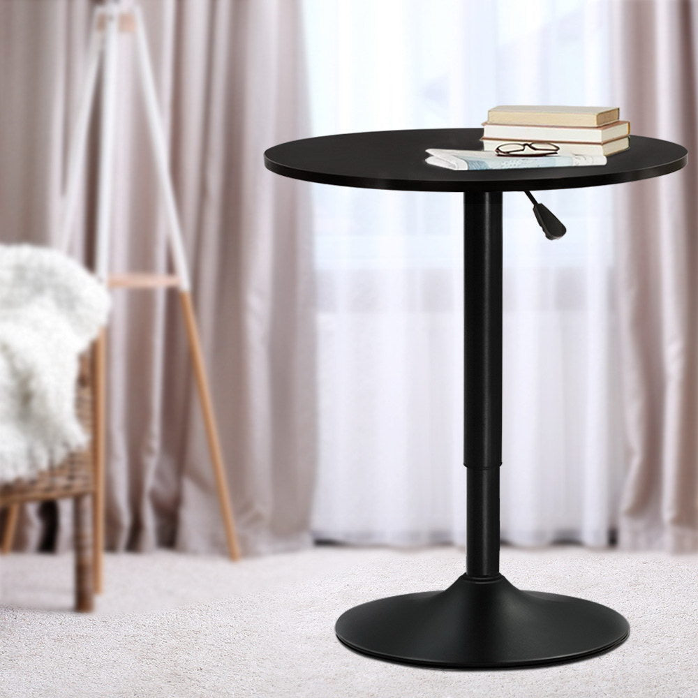Artiss Bar Table Gas Lift Round Black-Bar Tables-PEROZ Accessories