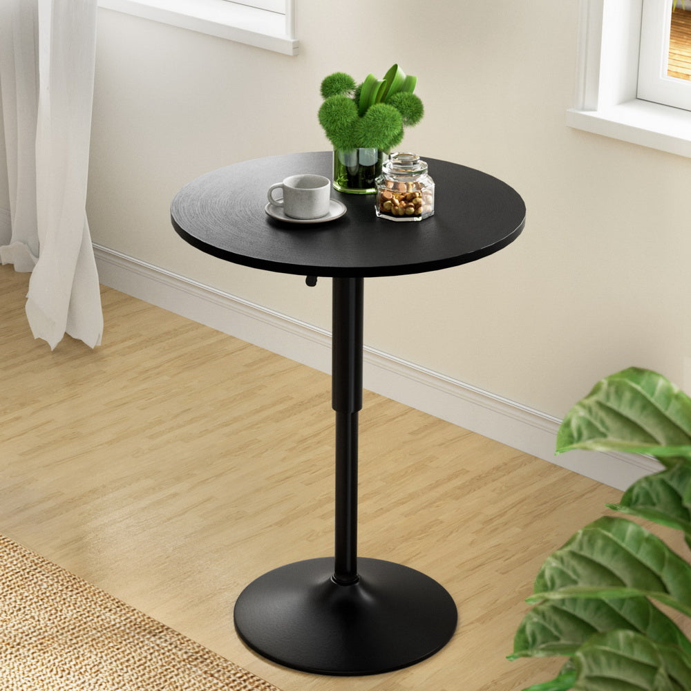 Artiss Bar Table Gas Lift Round Black-Bar Tables-PEROZ Accessories