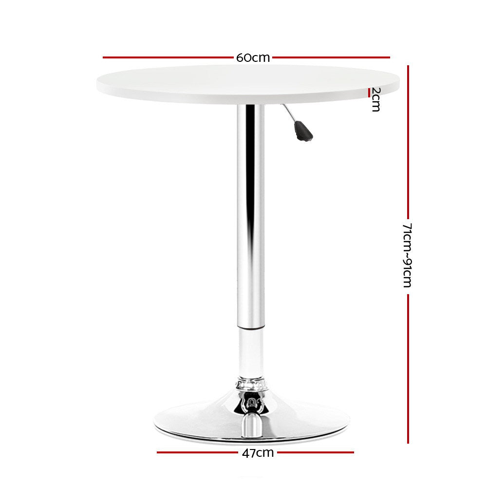Artiss Bar Table Gas Lift Round White-Bar Tables-PEROZ Accessories