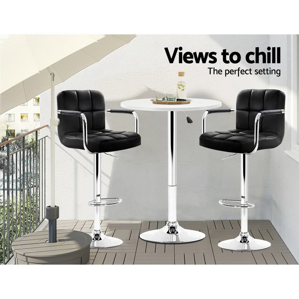Artiss Bar Table Gas Lift Round White-Bar Tables-PEROZ Accessories