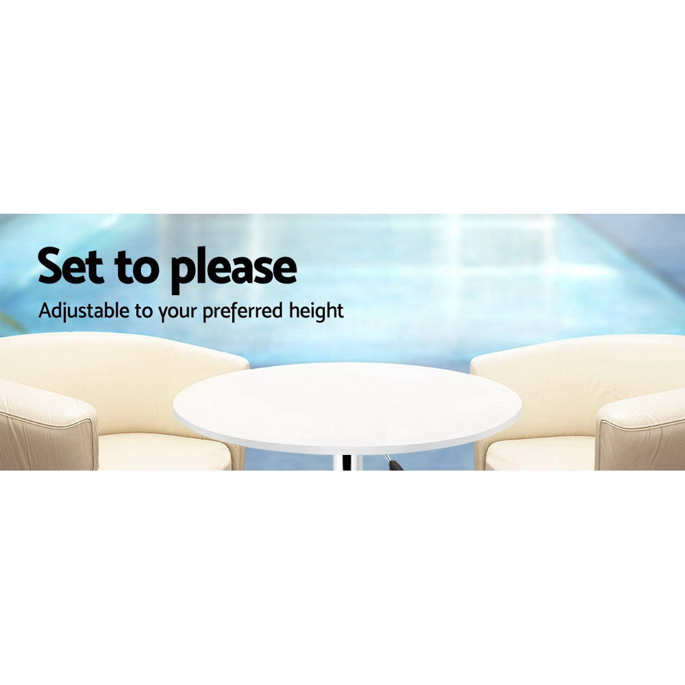 Artiss Bar Table Gas Lift Round White-Bar Tables-PEROZ Accessories