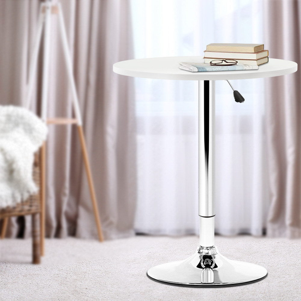 Artiss Bar Table Gas Lift Round White-Bar Tables-PEROZ Accessories