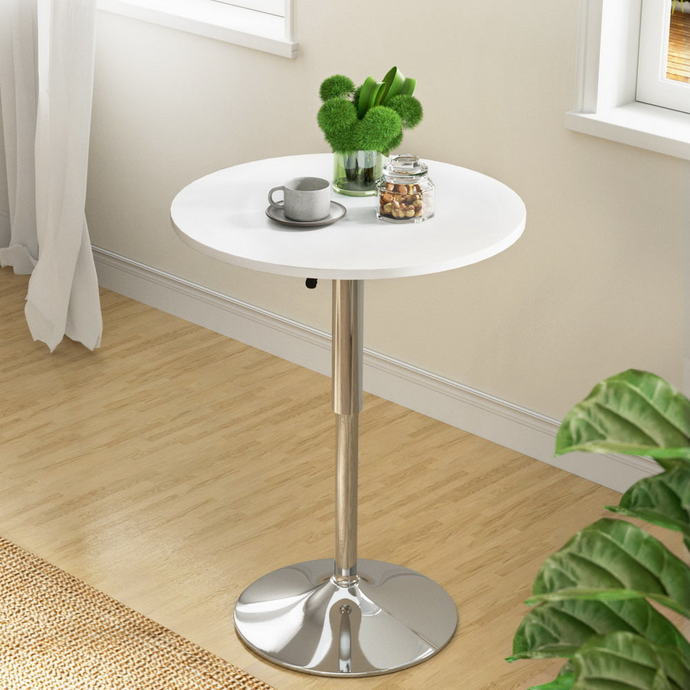 Artiss Bar Table Gas Lift Round White-Bar Tables-PEROZ Accessories