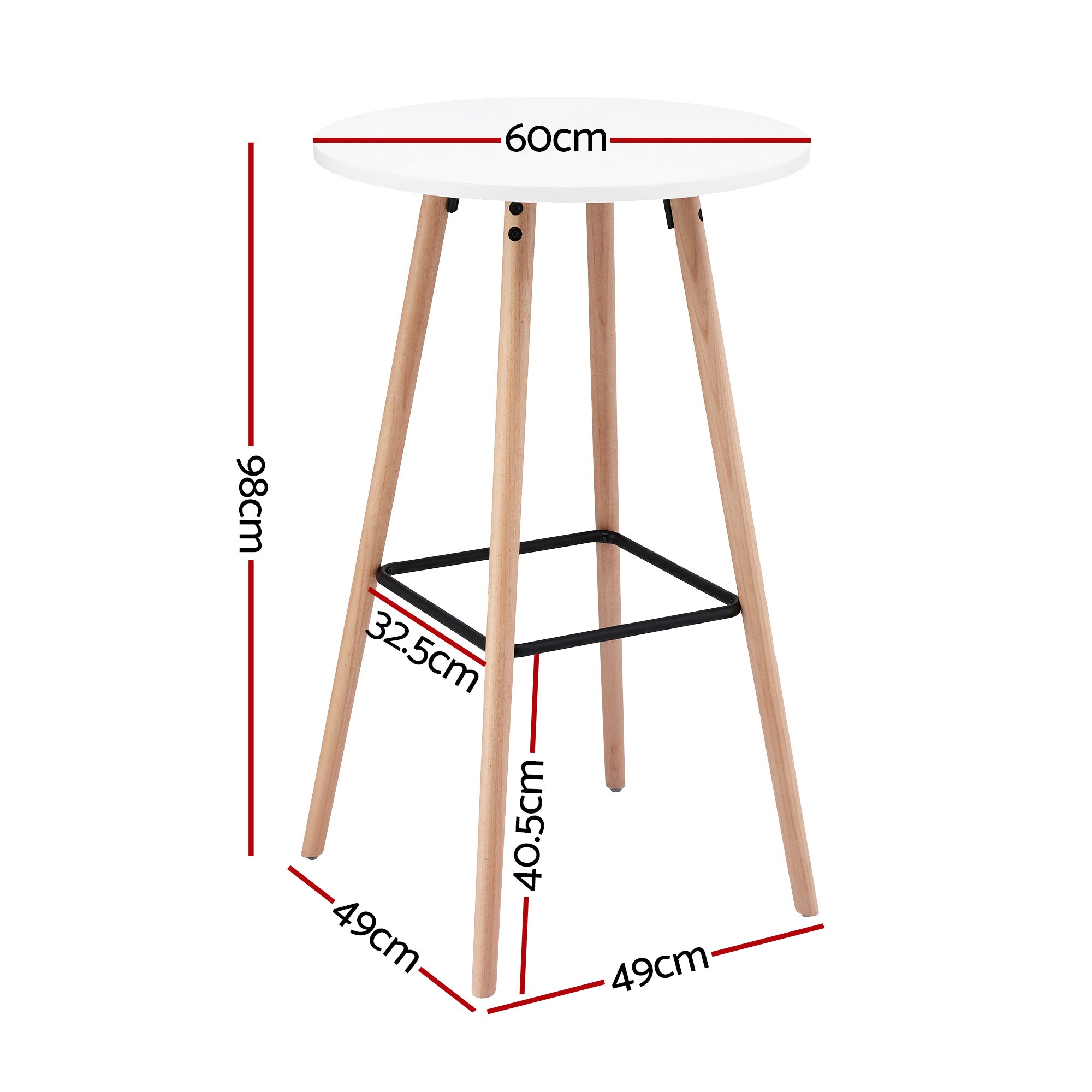 Artiss Bar Table Round Counter Kitchen Dining Desk Pub 98cm Height Wood White-Furniture > Living Room > Coffee Tables-PEROZ Accessories