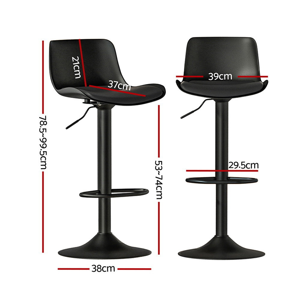 Artiss 4x Bar Stools Padded Seat Gas Lift Black-Furniture > Bar Stools & Chairs > Massage Chairs-PEROZ Accessories