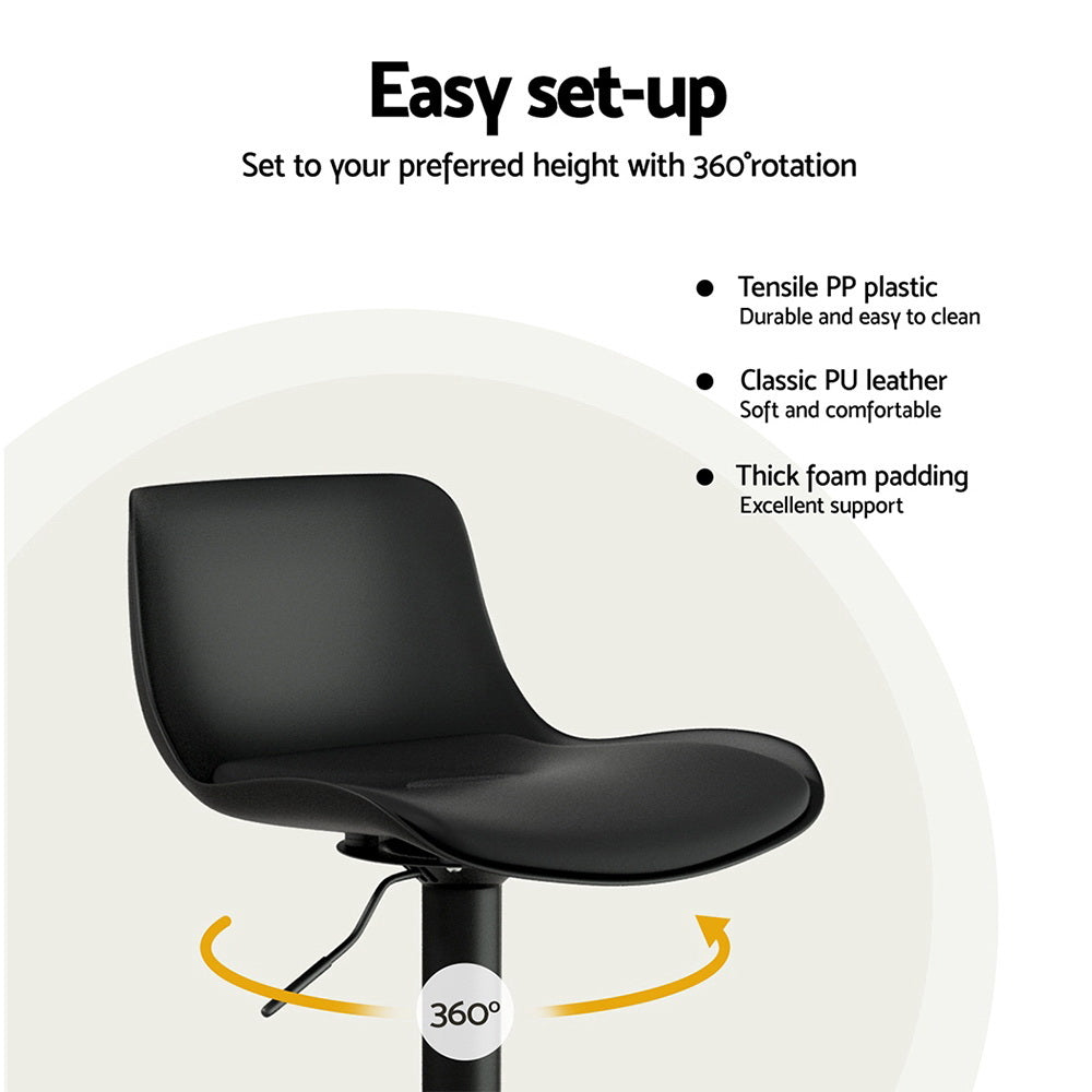 Artiss 4x Bar Stools Padded Seat Gas Lift Black-Furniture > Bar Stools & Chairs > Massage Chairs-PEROZ Accessories