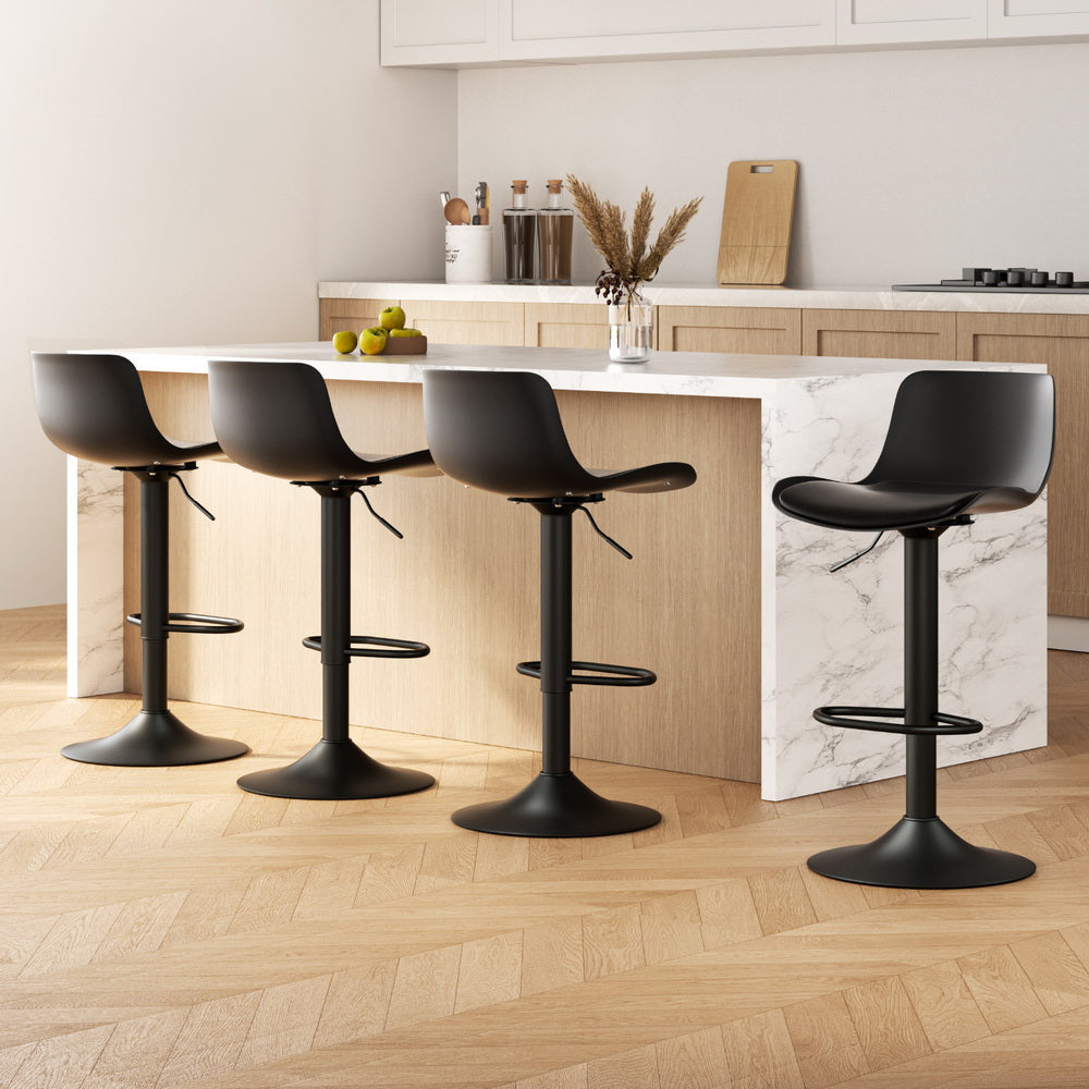 Artiss 4x Bar Stools Padded Seat Gas Lift Black-Furniture > Bar Stools & Chairs > Massage Chairs-PEROZ Accessories