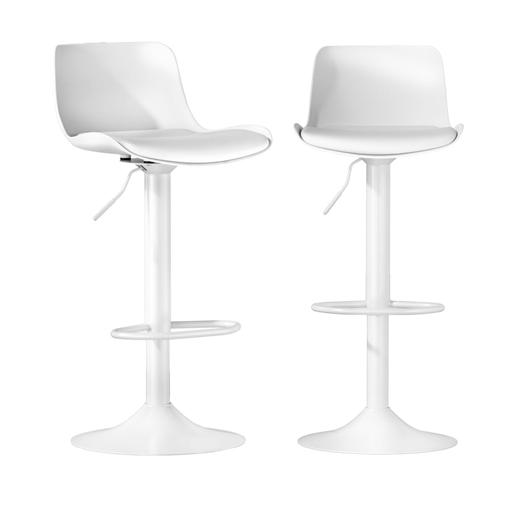 Artiss Bar Stools Kitchen Swivel Gas Lift Stool Leather Dining Chairs White x2-Furniture > Bar Stools & Chairs-PEROZ Accessories