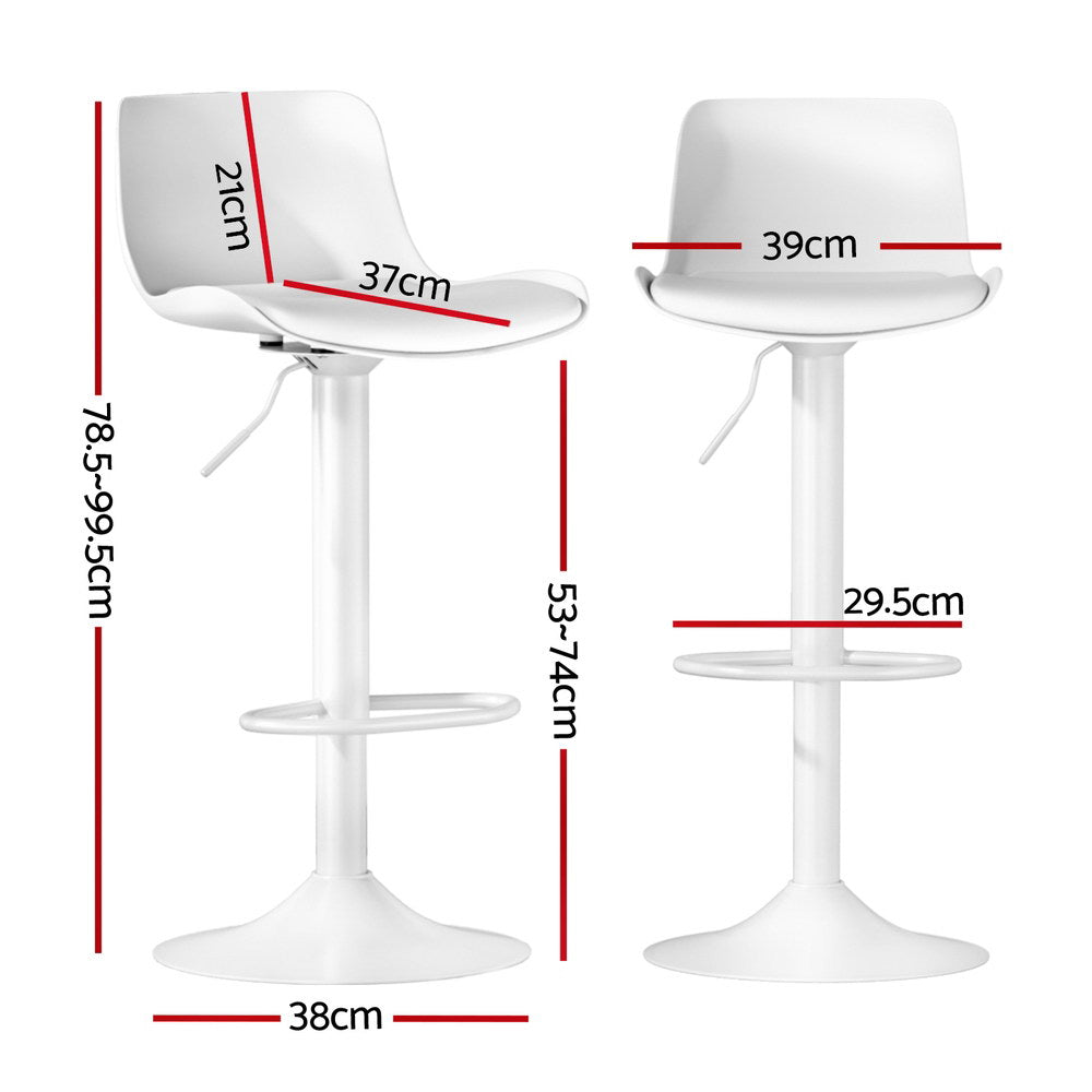 Artiss Bar Stools Kitchen Swivel Gas Lift Stool Leather Dining Chairs White x2-Furniture > Bar Stools & Chairs-PEROZ Accessories
