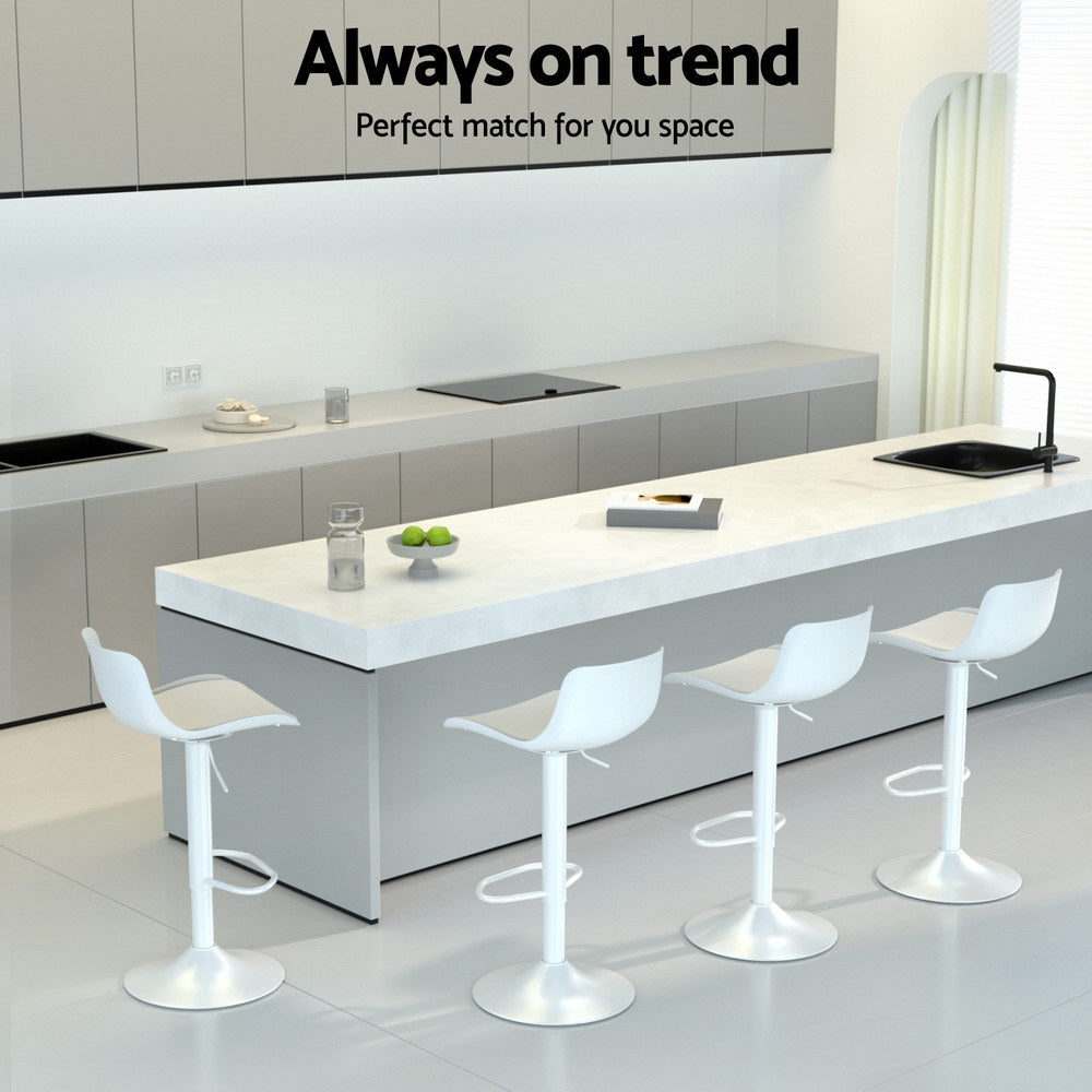 Artiss Bar Stools Kitchen Swivel Gas Lift Stool Leather Dining Chairs White x2-Furniture > Bar Stools & Chairs-PEROZ Accessories