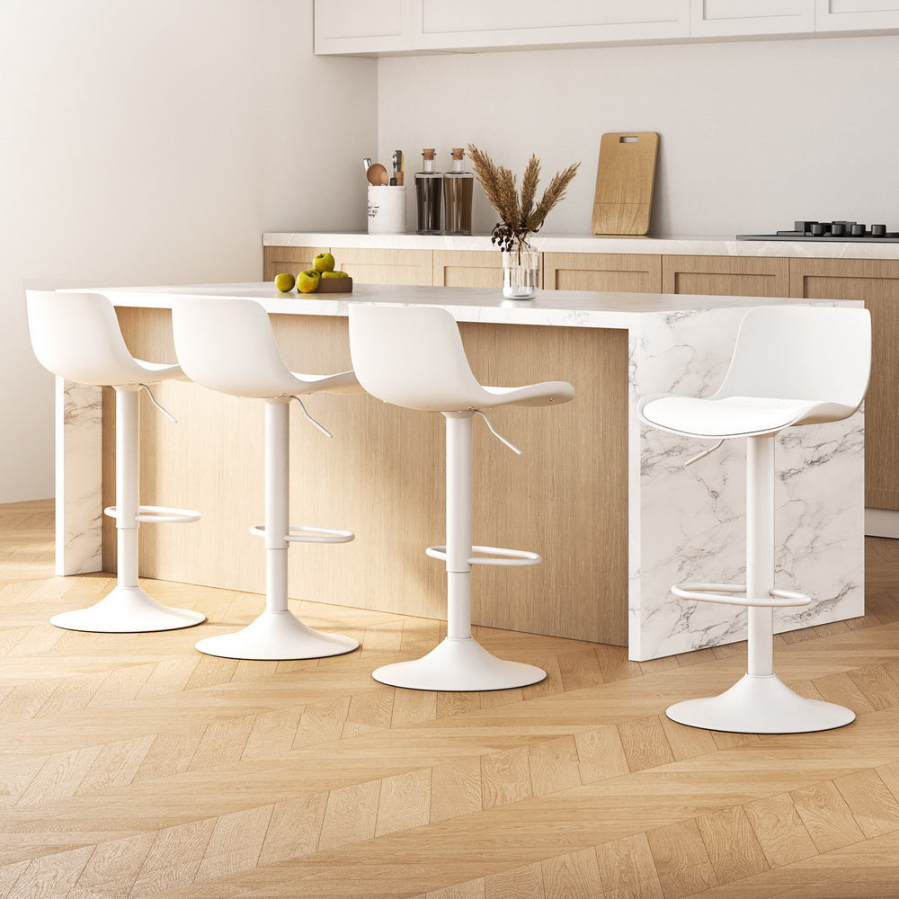 4x Artiss Bar Stools Kitchen Swivel Gas Lift Stool Leather Dining Chairs White-Furniture > Bar Stools & Chairs > Table & Bar Stools-PEROZ Accessories