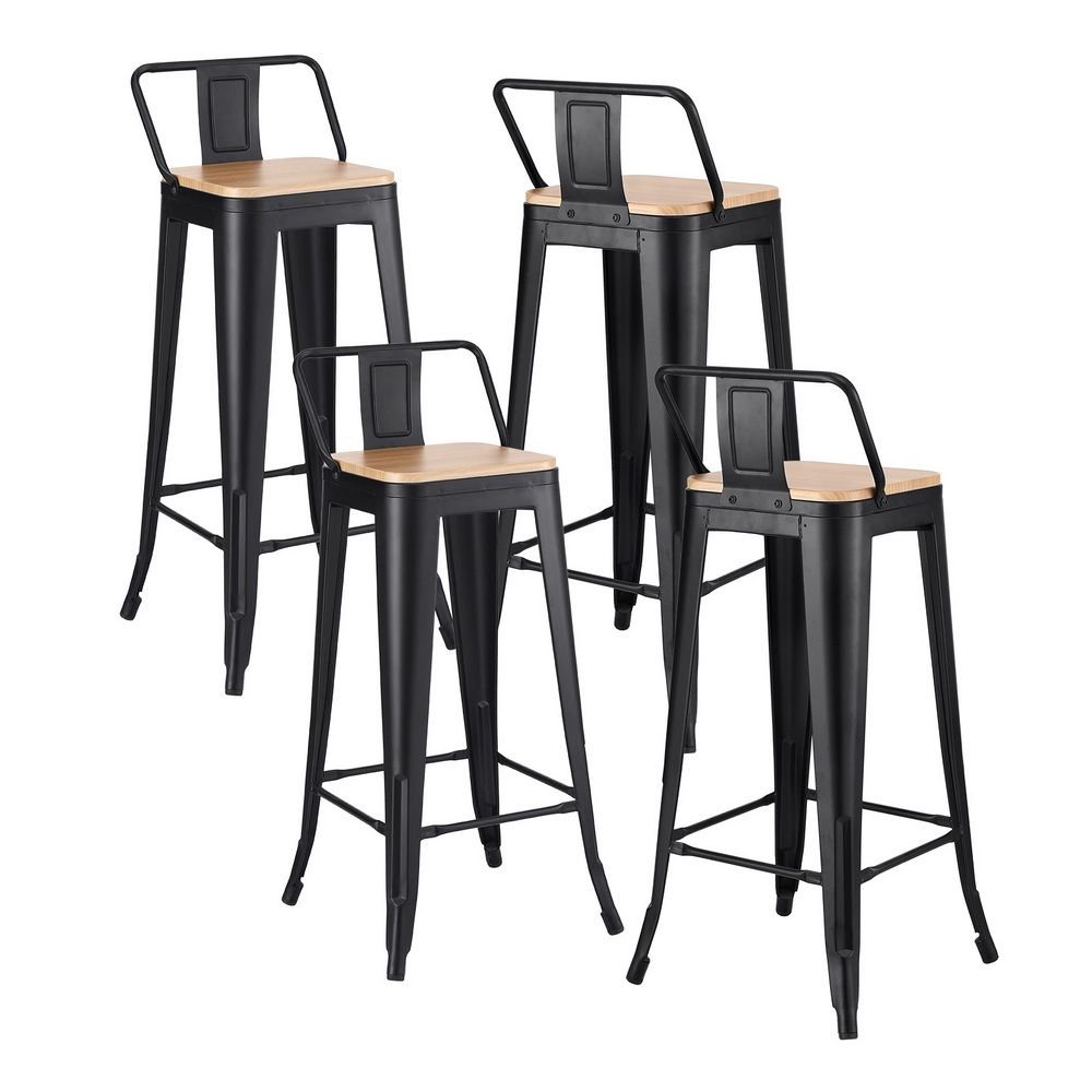 Artiss Metal Bar Stools Set of 4 Counter Height Barstools 77cm Seat Height w/ Removable Back-Furniture > Bar Stools & Chairs > Table & Bar Stools-PEROZ Accessories