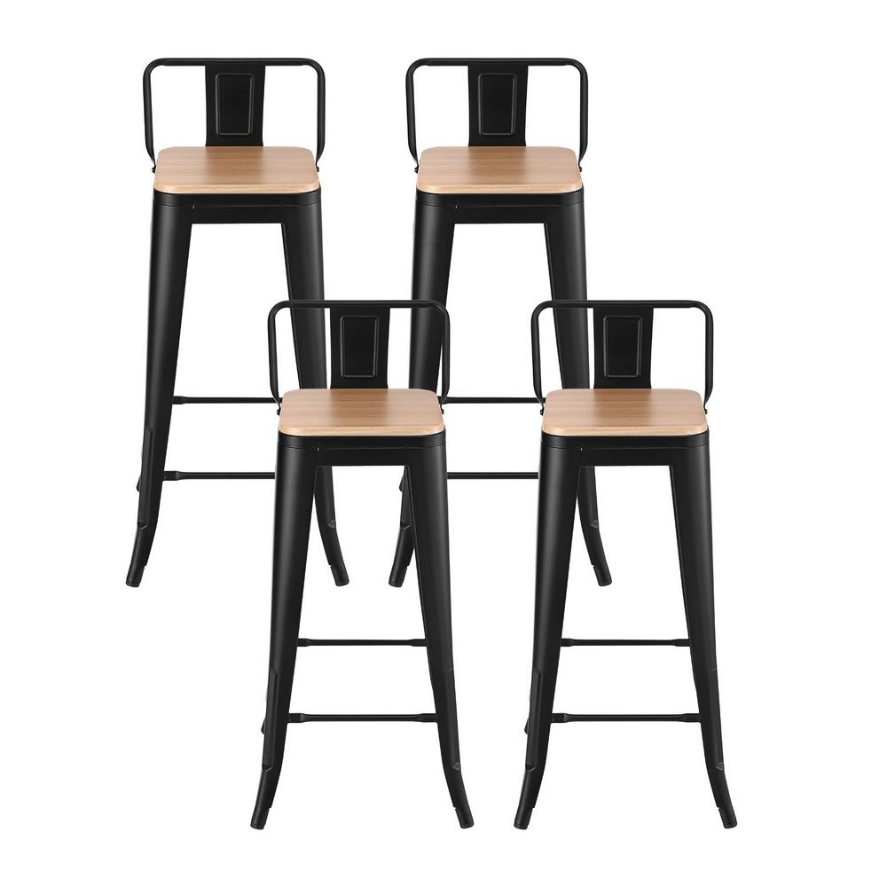 Artiss Metal Bar Stools Set of 4 Counter Height Barstools 77cm Seat Height w/ Removable Back-Furniture > Bar Stools & Chairs > Table & Bar Stools-PEROZ Accessories