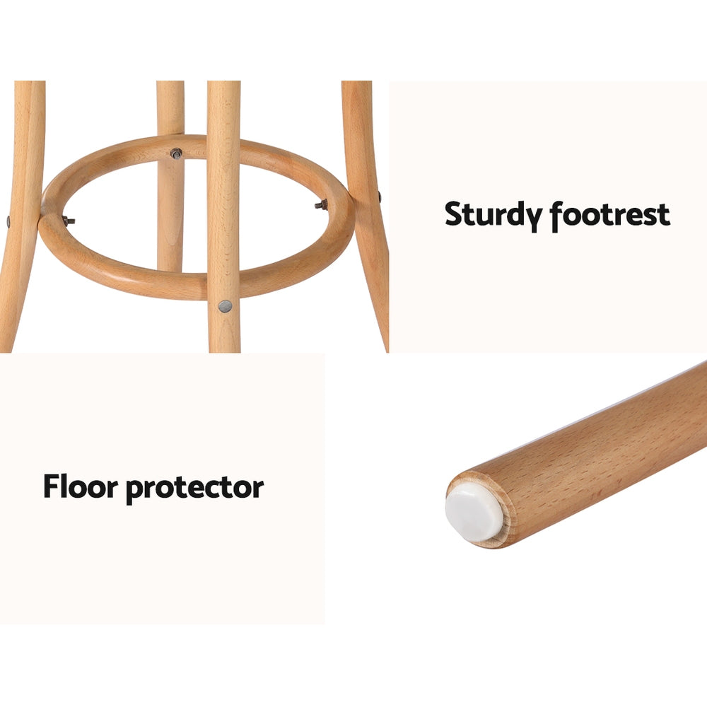Artiss 2x Bar Stoosl Rattan Seat Wooden-Furniture > Bar Stools & Chairs-PEROZ Accessories