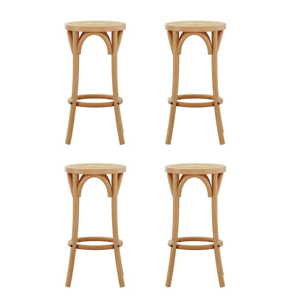 Artiss 4x Bar Stoosl Rattan Seat Wooden-Furniture > Bar Stools & Chairs > Massage Chairs-PEROZ Accessories