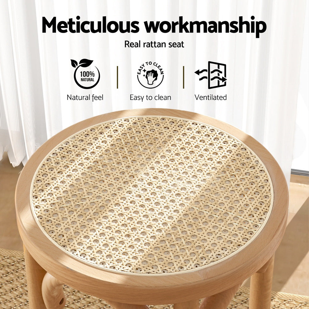 Artiss 4x Bar Stoosl Rattan Seat Wooden-Furniture > Bar Stools & Chairs > Massage Chairs-PEROZ Accessories