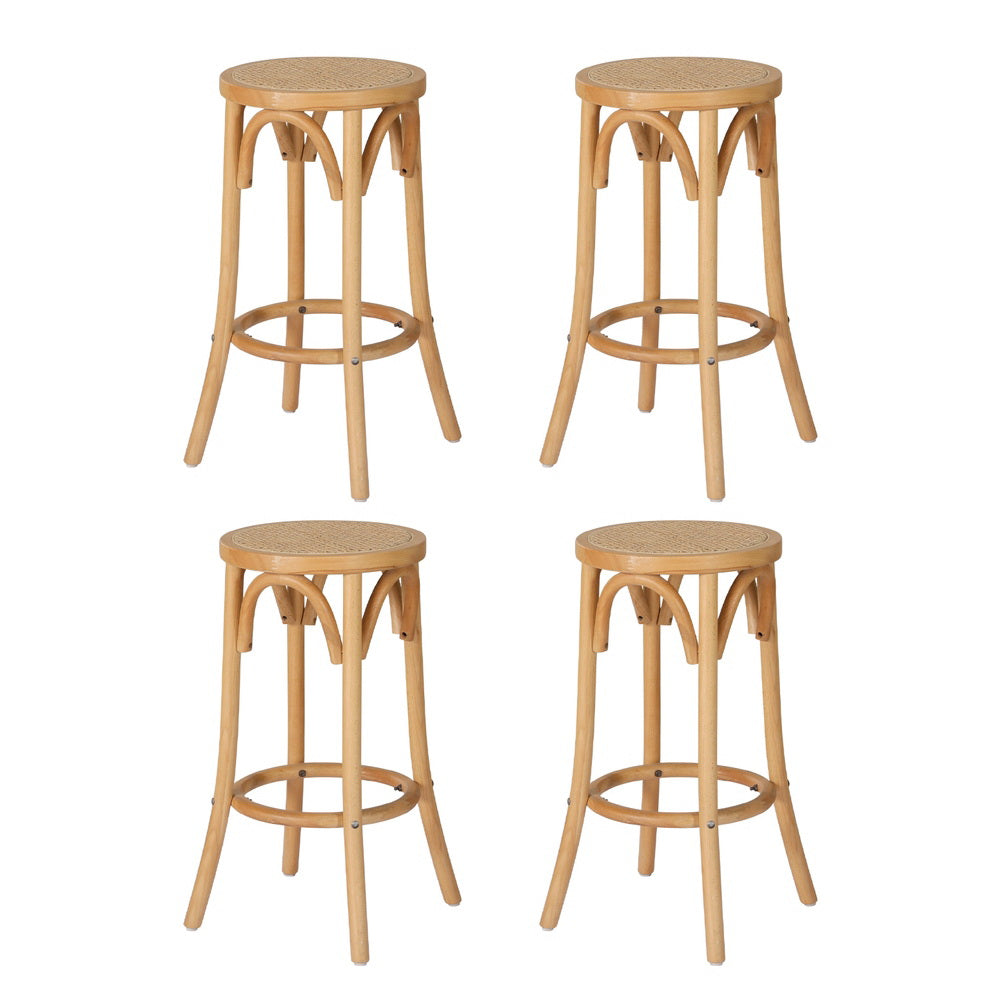 Artiss 4x Bar Stoosl Rattan Seat Wooden-Furniture > Bar Stools & Chairs > Massage Chairs-PEROZ Accessories