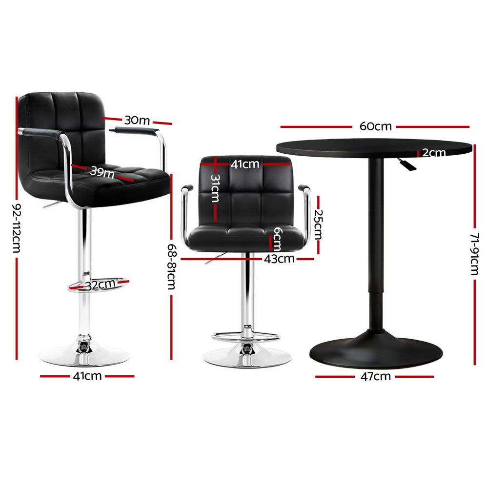 Artiss Bar Table and Stools Set Dining Desk Kitchen Chairs Cafe Pub-Furniture > Bar Stools & Chairs > Table & Bar Stools-PEROZ Accessories