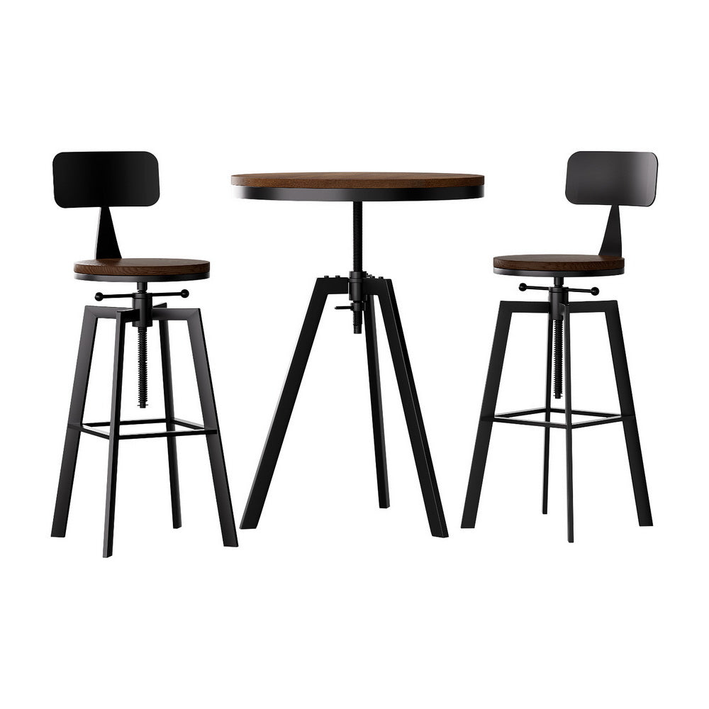 Artiss Bar Table and Stools Set Dining Desk Industrial Kitchen Chairs Cafe Pub-Furniture > Bar Stools & Chairs > Table & Bar Stools-PEROZ Accessories