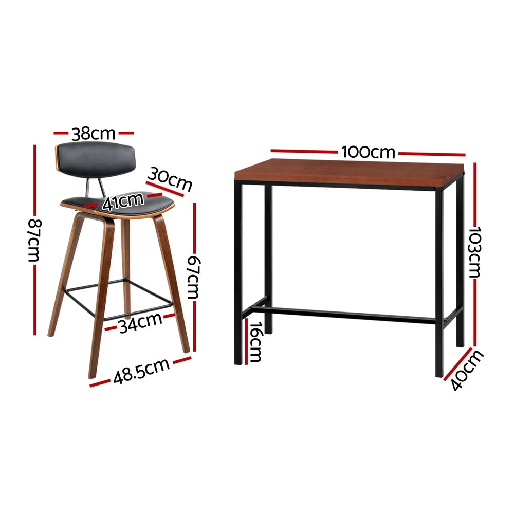 Artiss Bar Table and Stools Set Dining Desk Kitchen Chairs Cafe Pub-Furniture > Bar Stools & Chairs > Table & Bar Stools-PEROZ Accessories