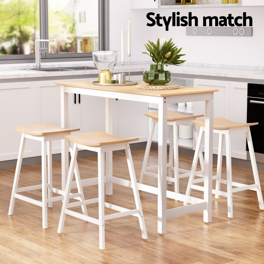 Artiss Bar Table and Stools Set Dining Desk Solid Wood Kitchen Chairs Cafe Pub-Furniture > Bar Stools & Chairs > Table & Bar Stools-PEROZ Accessories
