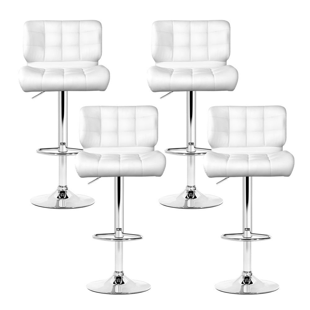 Artiss 4x Bar Stools Gas Lift Leather Padded White-Furniture > Bar Stools & Chairs-PEROZ Accessories