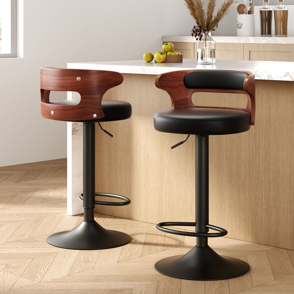 Artiss 2x Bar Stools Gas Lift Faux Leather-Furniture > Bar Stools & Chairs-PEROZ Accessories