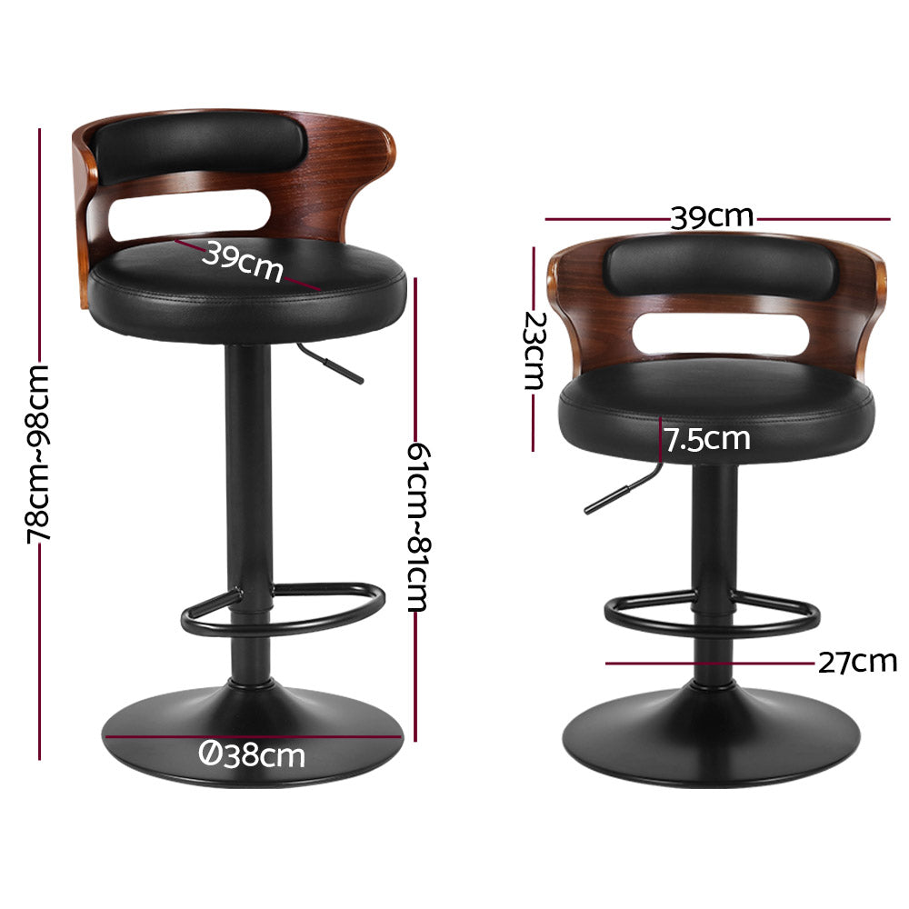 Artiss 2x Bar Stools Gas Lift Faux Leather-Furniture > Bar Stools & Chairs-PEROZ Accessories