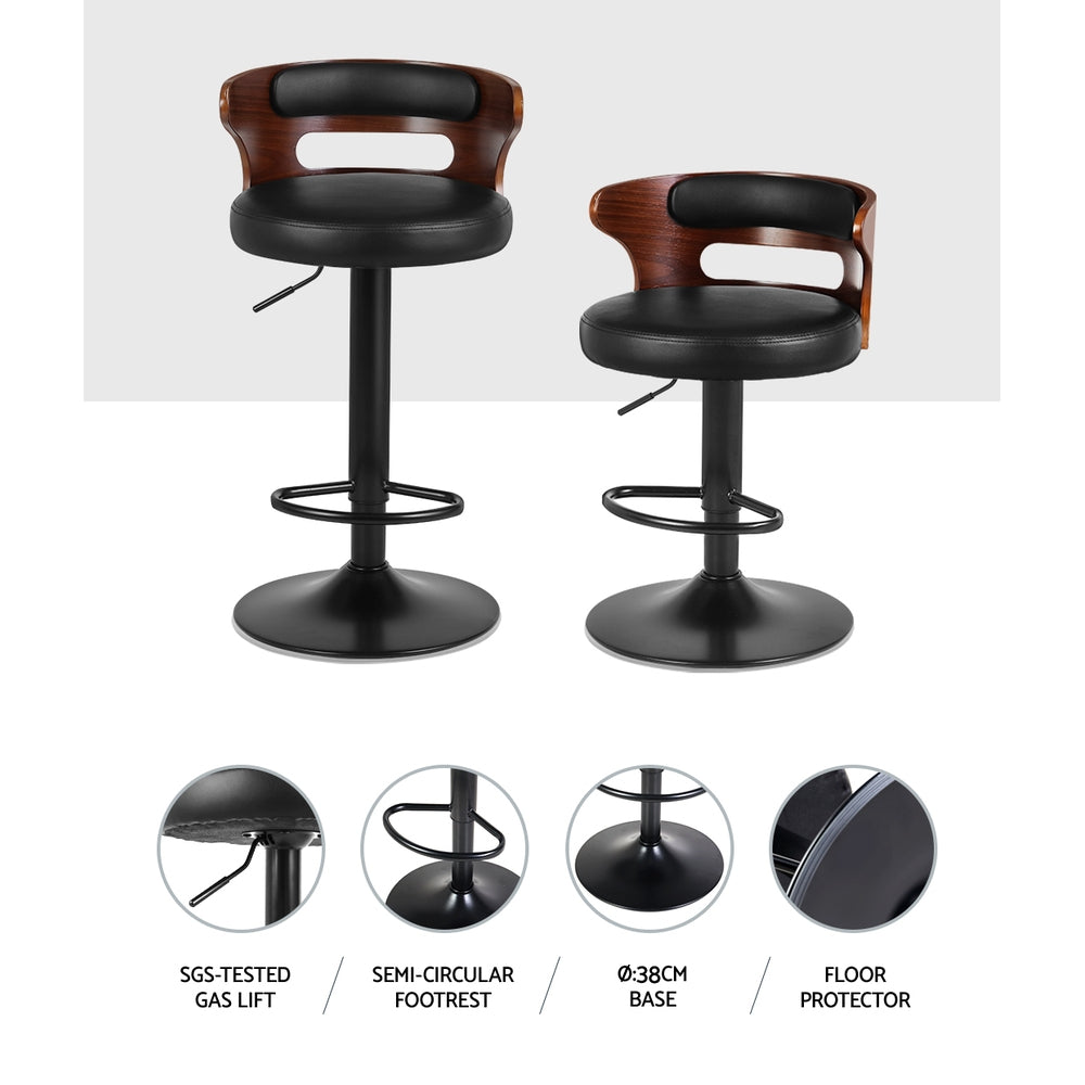 Artiss 2x Bar Stools Gas Lift Faux Leather-Furniture > Bar Stools & Chairs-PEROZ Accessories
