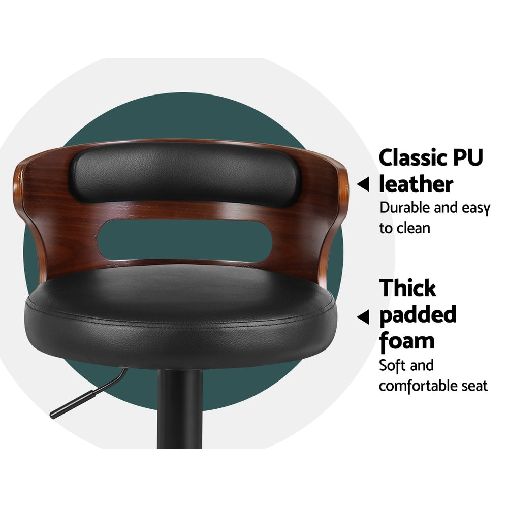 Artiss 2x Bar Stools Gas Lift Faux Leather-Furniture > Bar Stools & Chairs-PEROZ Accessories