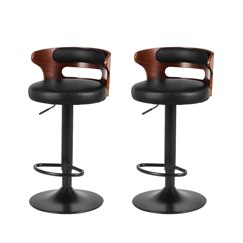 Artiss 2x Bar Stools Gas Lift Faux Leather-Furniture > Bar Stools & Chairs-PEROZ Accessories