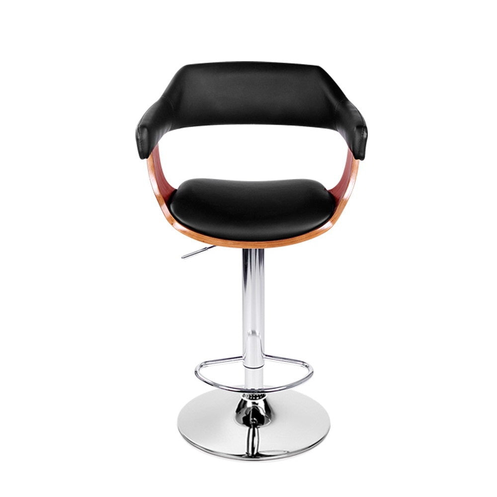 Artiss Bar Stools Gas Lift Leather w/Armrest Black-Bar Stools-PEROZ Accessories