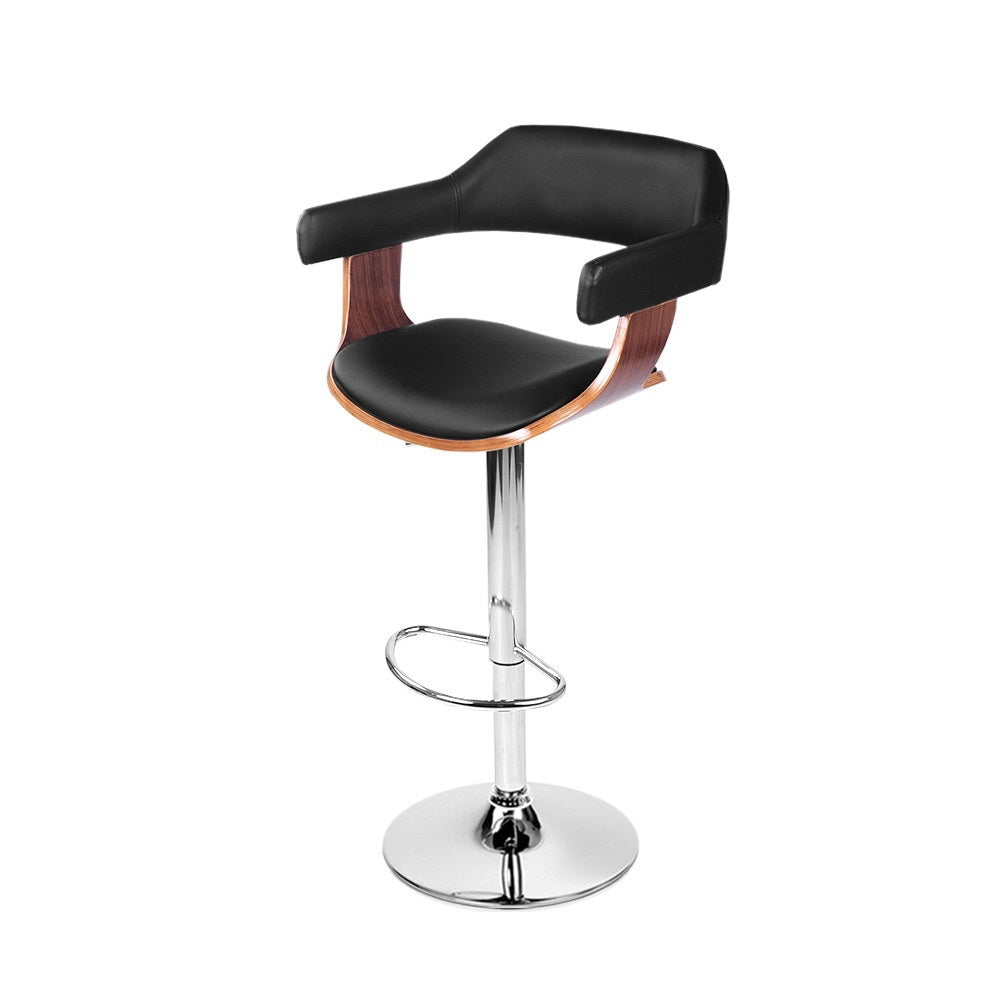 Artiss Bar Stools Gas Lift Leather w/Armrest Black-Bar Stools-PEROZ Accessories