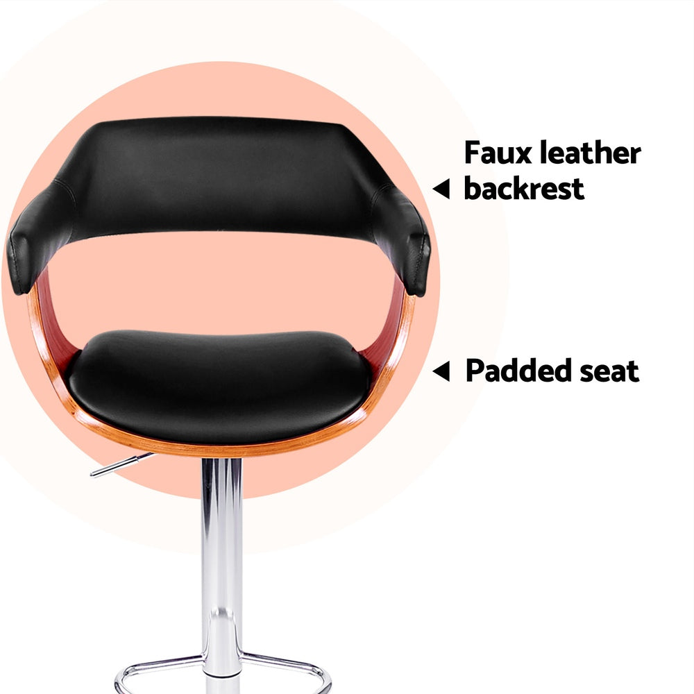 Artiss 4x Bar Stools Gas Lift Leather w/Armrest Black-Furniture > Bar Stools & Chairs > Table & Bar Stools-PEROZ Accessories