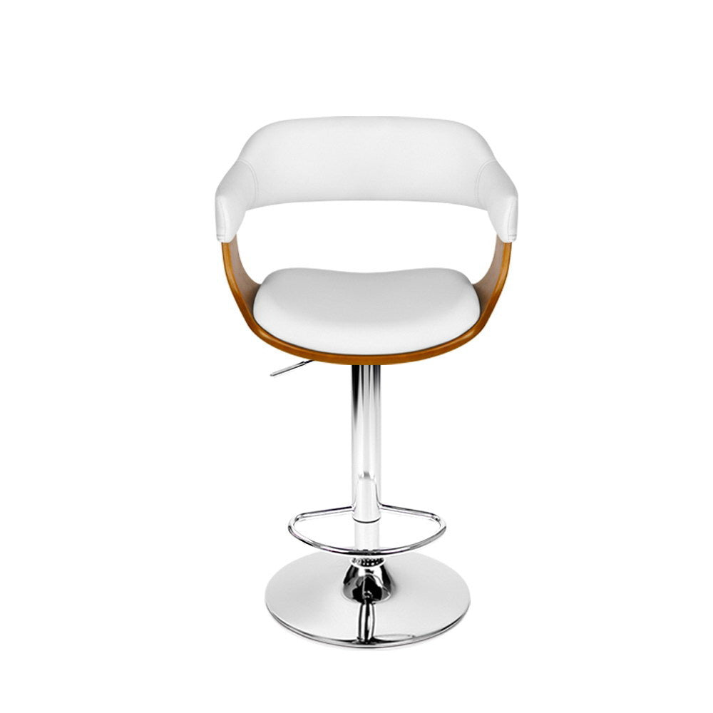 Artiss Bar Stools Gas Lift Leather w/Armrest White-Bar Stools-PEROZ Accessories