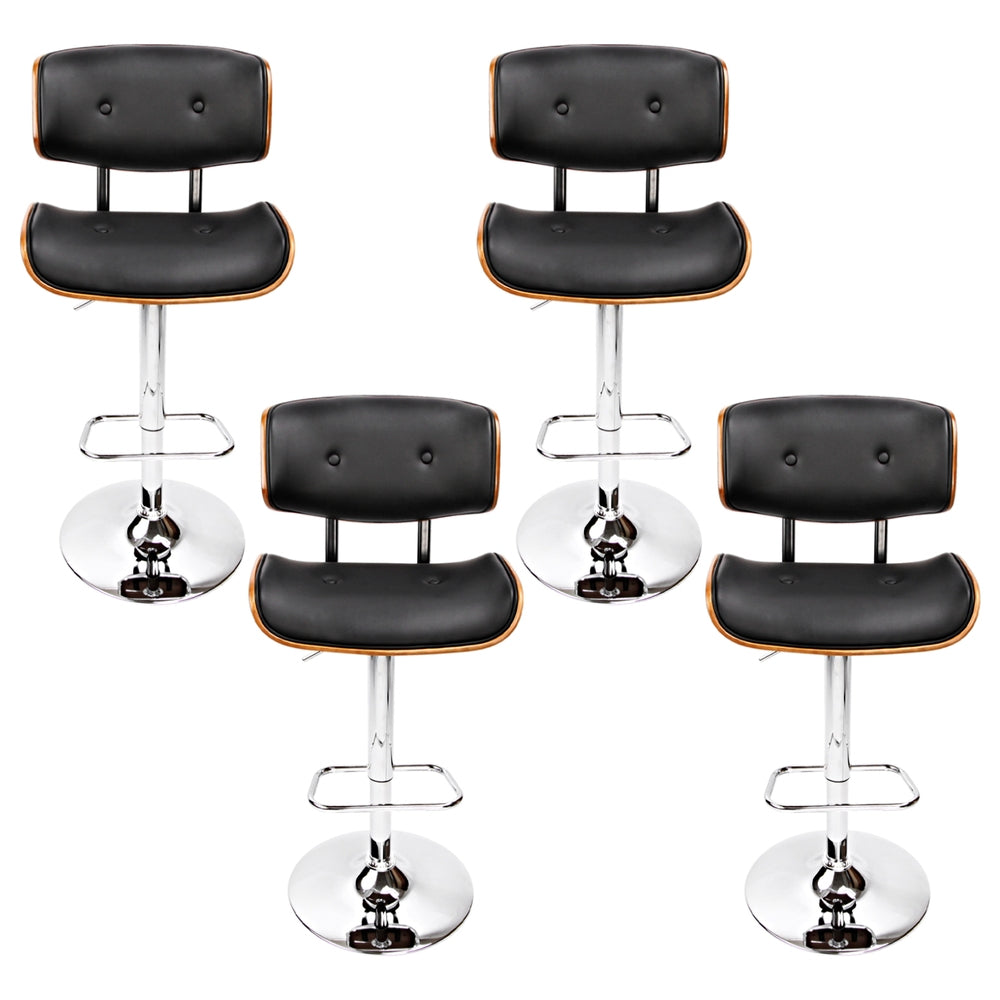 Artiss 4x Bar Stools Gas Lift Leather Black-Furniture > Bar Stools & Chairs > Massage Chairs-PEROZ Accessories