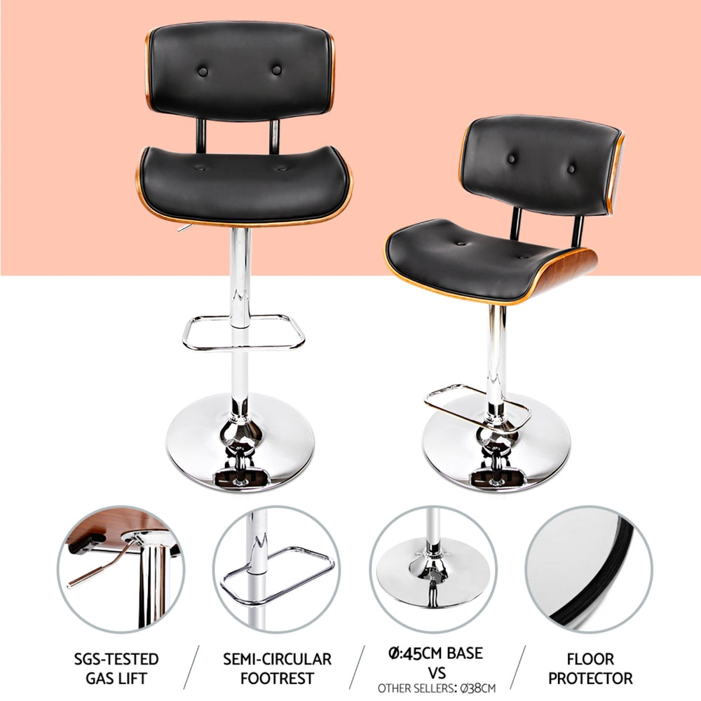 Artiss 4x Bar Stools Gas Lift Leather Black-Furniture > Bar Stools & Chairs > Massage Chairs-PEROZ Accessories