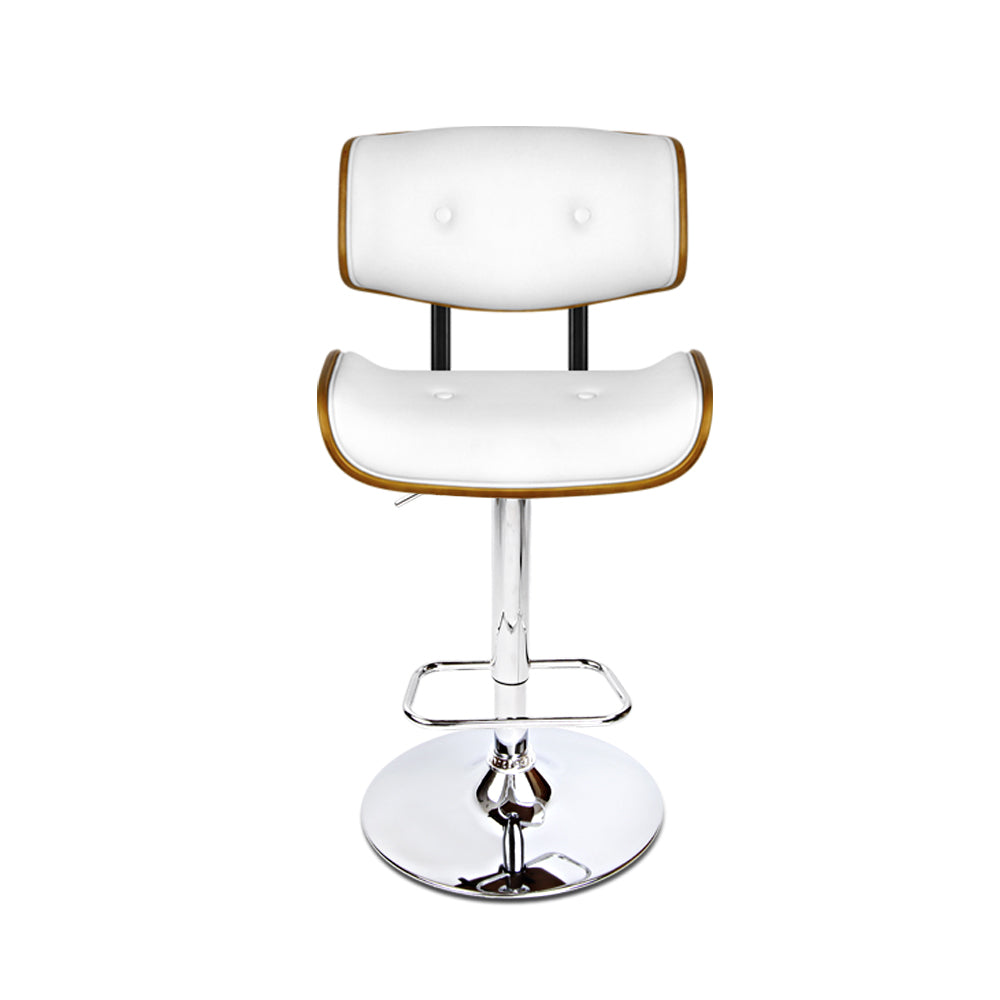 Artiss 2x Bar Stools Gas Lift Leather White-Furniture > Bar Stools & Chairs-PEROZ Accessories