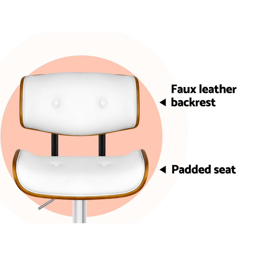 Artiss 2x Bar Stools Gas Lift Leather White-Furniture > Bar Stools & Chairs-PEROZ Accessories