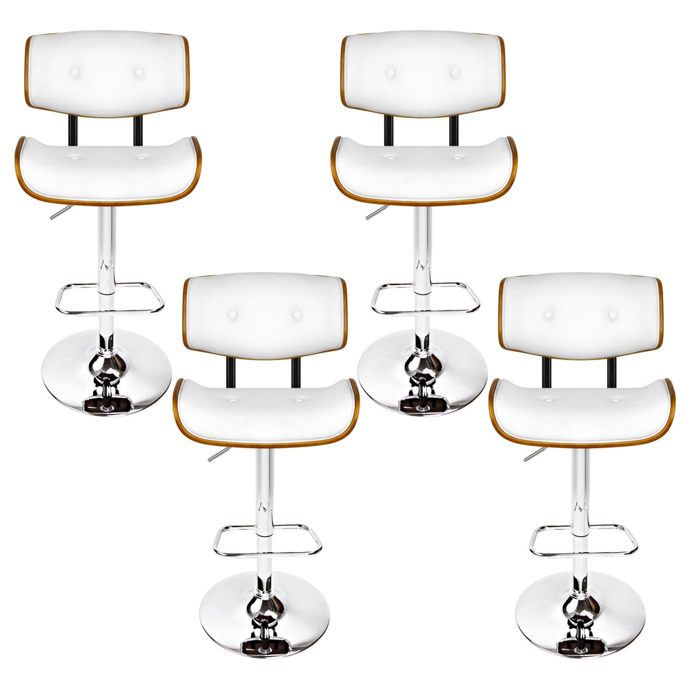 Artiss 4x Bar Stools Gas Lift Leather White-Furniture > Bar Stools & Chairs > Massage Chairs-PEROZ Accessories